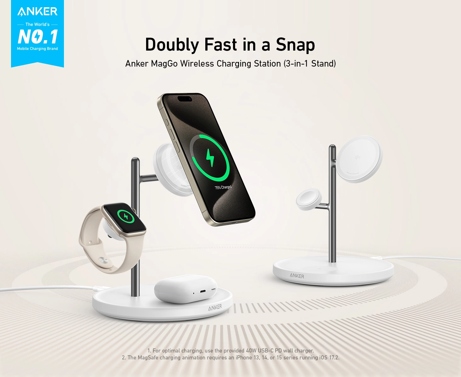 Anker MagGo Wireless Charging Station (3-in-1 Stand)