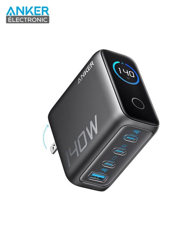 شارژر دیواری 140 وات انکر Anker Charger 140W with USB-C Cable A2697 US دوپین تاشو بدون کابل USB C