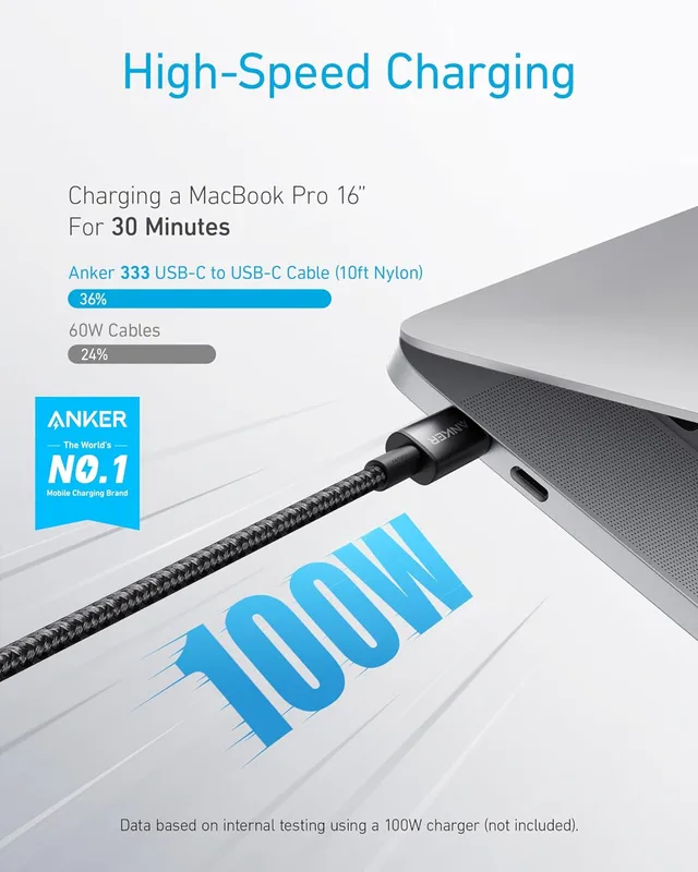 کابل 100 سانتی متر انکر Anker USB-C to USB-C 100W Cable A8756 ساخت ویتنام - Image 5