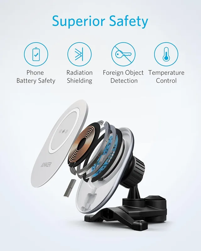 Alternative view of پایه نگهدارنده و شارژر وایرلس موبایل انکر Anker PowerWave Magnetic Car Charging Mount A2931