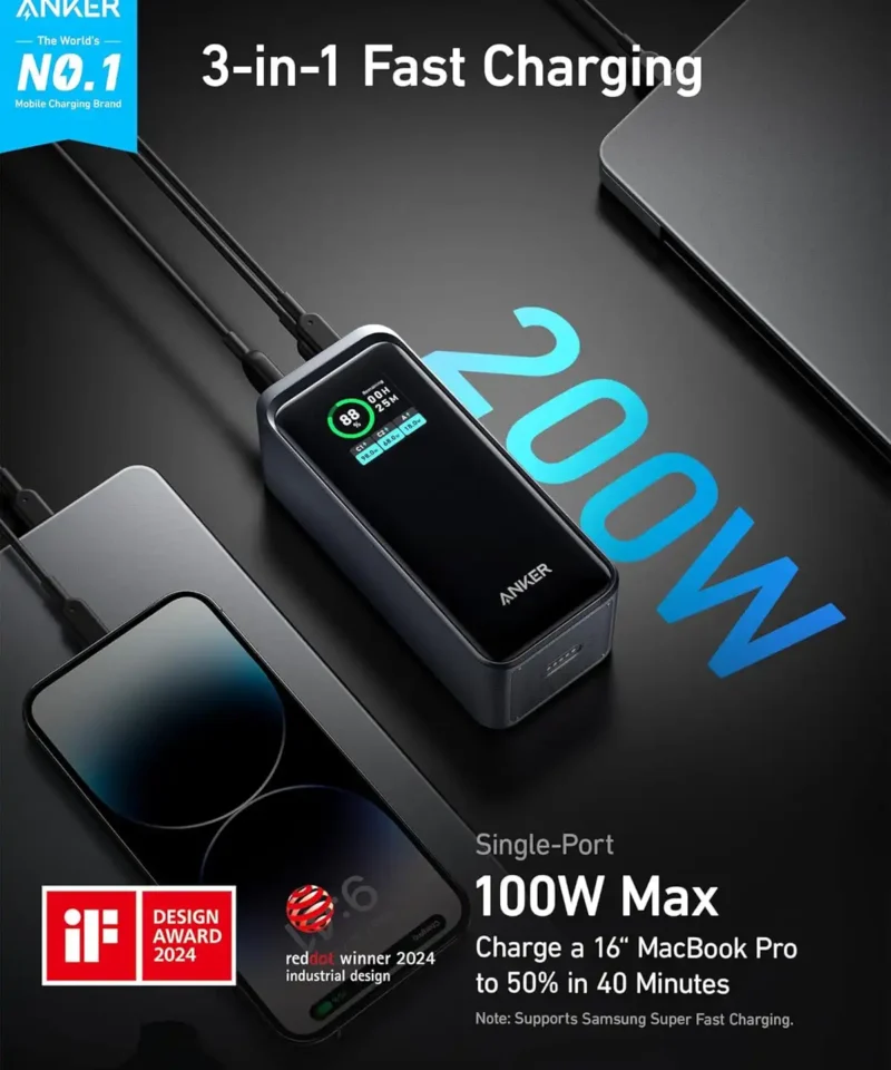 پاوربانک 20000 میلی آمپر انکر Anker Prime 20000mAh Power Bank 200W A1336 - Image 7