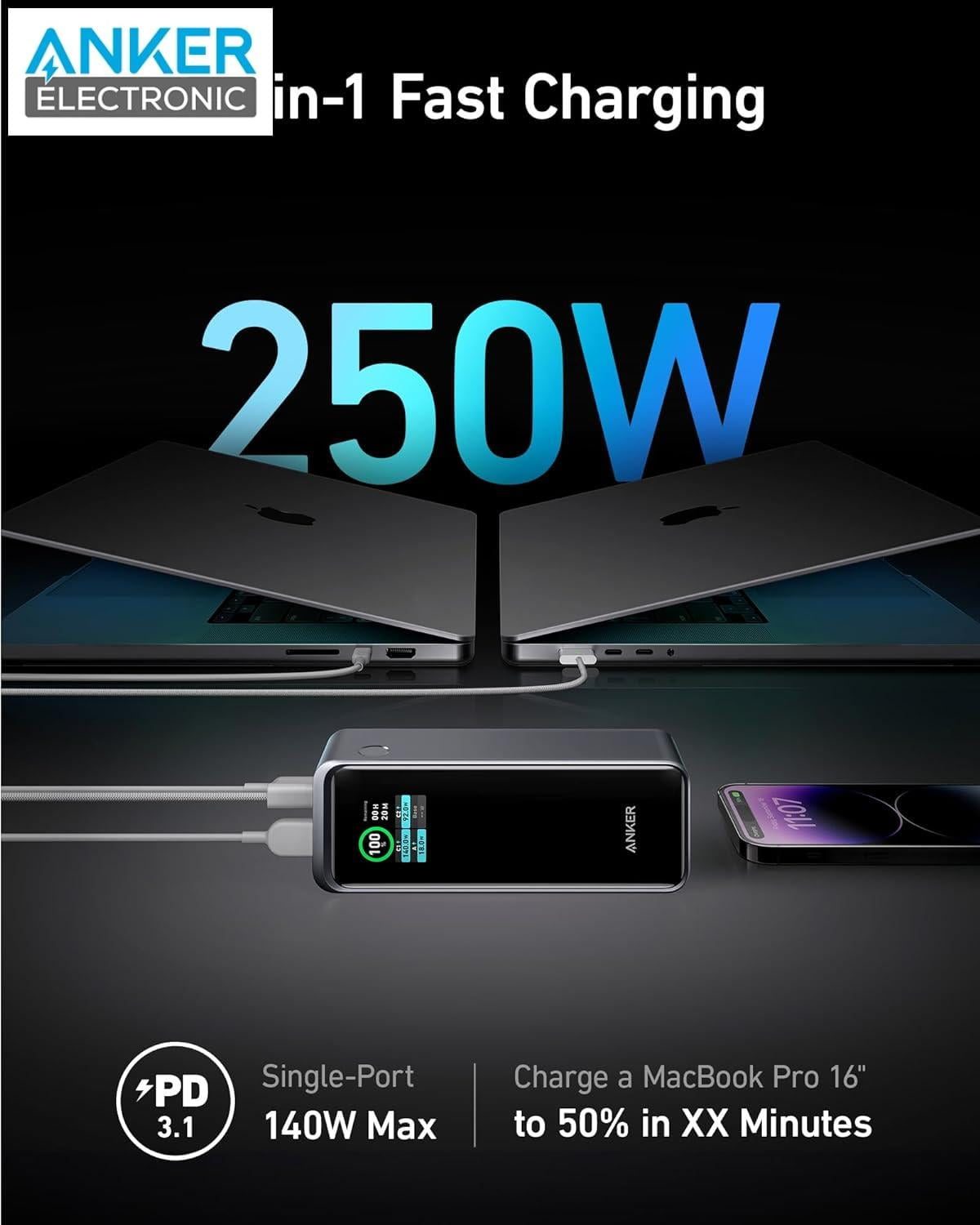 پاوربانک 250 وات انکر Anker Prime 27650mAh Power Bank 250W A1340 - Image 2