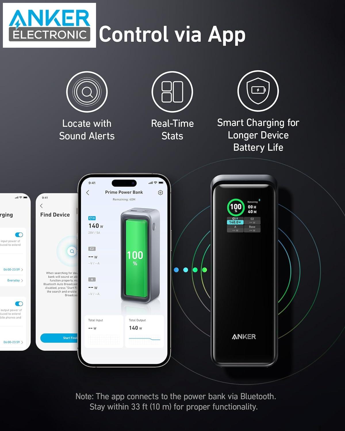 پاوربانک 250 وات + پایه شارژر 100 وات کمبو انکر Anker Prime 27650mAh Power Bank 250W With 100W Charging Base B1340 - Image 3