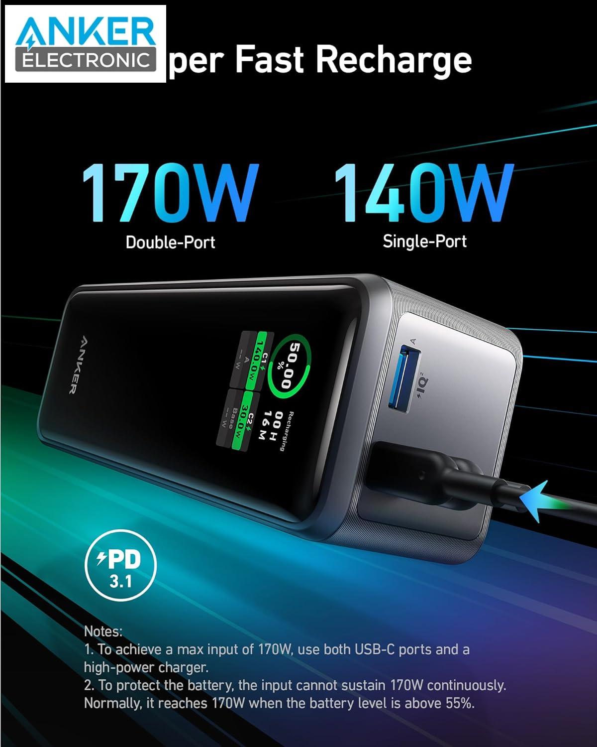 پاوربانک 250 وات + پایه شارژر 100 وات کمبو انکر Anker Prime 27650mAh Power Bank 250W With 100W Charging Base B1340 - Image 4