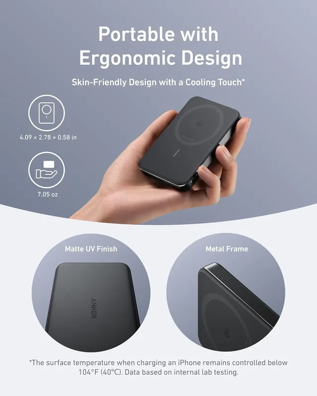 Alternative view of پاوربانک مگ سیف 10000 میلی آمپر انکر Anker MagGo 10000mAh 7.5W Power Bank A1664