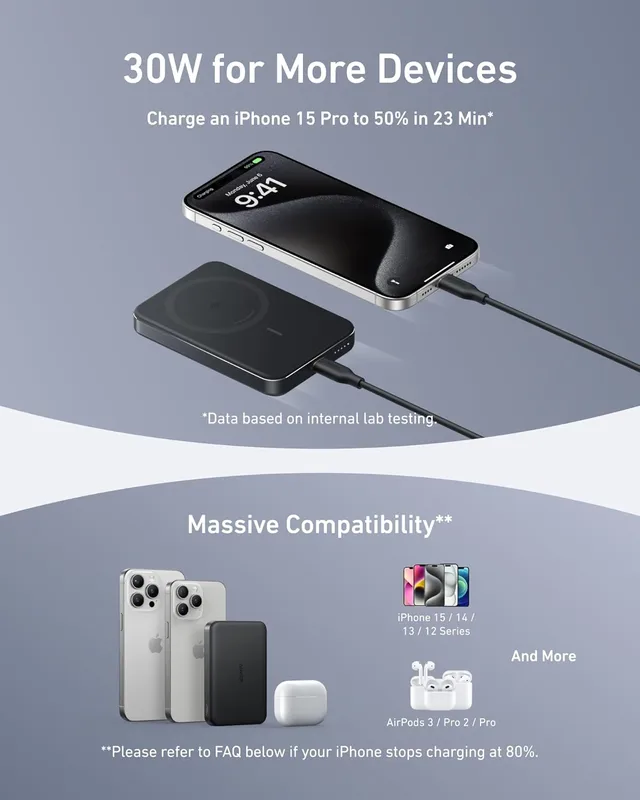 پاوربانک مگ سیف 10000 میلی آمپر انکر Anker MagGo 10000mAh 7.5W Power Bank A1664 - Image 3