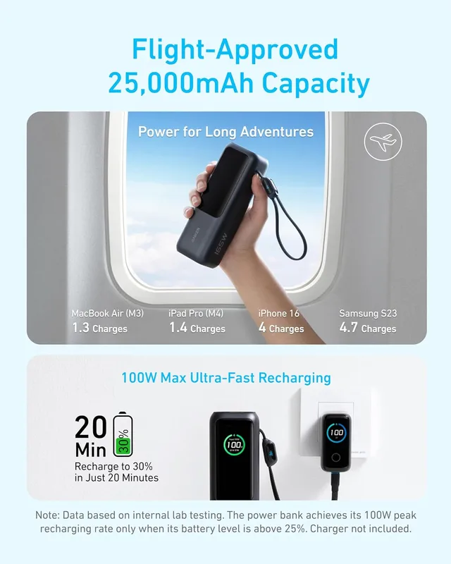 Alternative view of پاوربانک 25000 میلی آمپر انکر Anker Power Bank 25000mAh 165W A1695