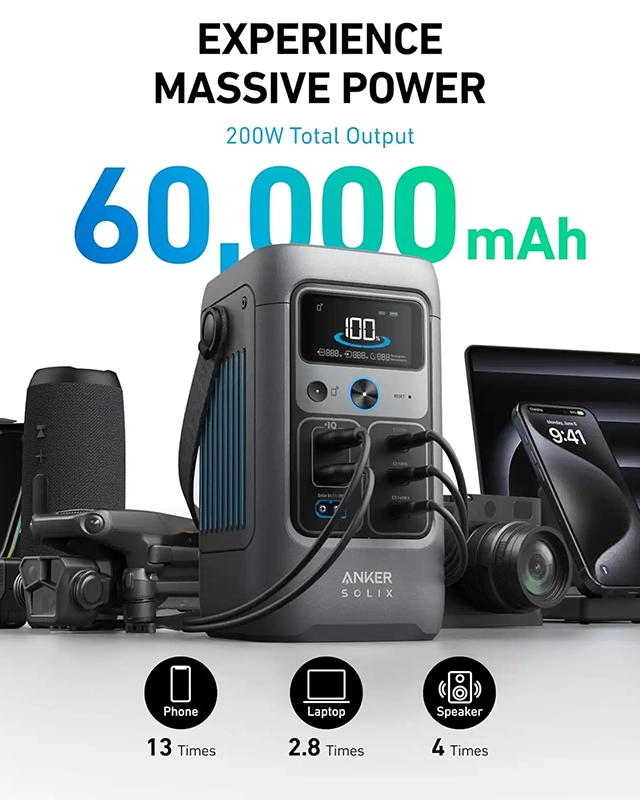 Alternative view of پاور استیشن 60 هزار میلی آمپر انکر Anker SOLIX C200 DC Power Bank Station 192Wh A1727