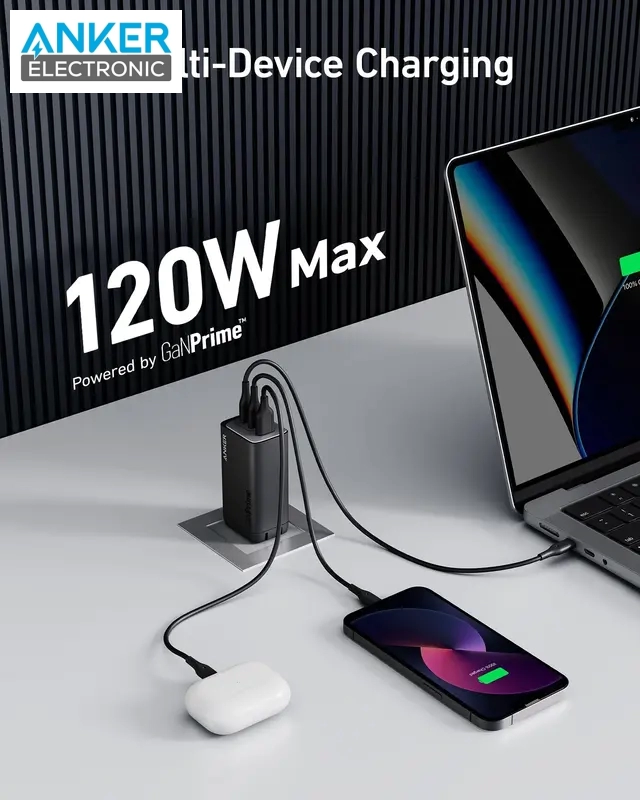 Alternative view of شارژر دیواری 120 وات انکر Anker 737 Charger GaNPrime 120W A2148P12 دوپین تاشو