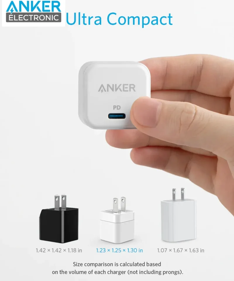 شارژر دیواری 20 وات انکر Anker PowerPort III 20W Cube B2149P23 + کابل لایتنینگ - Image 4