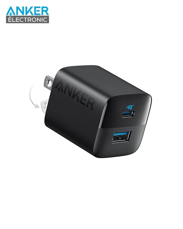 شارژر دیواری 33 وات انکر Anker 323 Charger 33W A2331 US دوپین تاشو + مبدل پریز هدیه