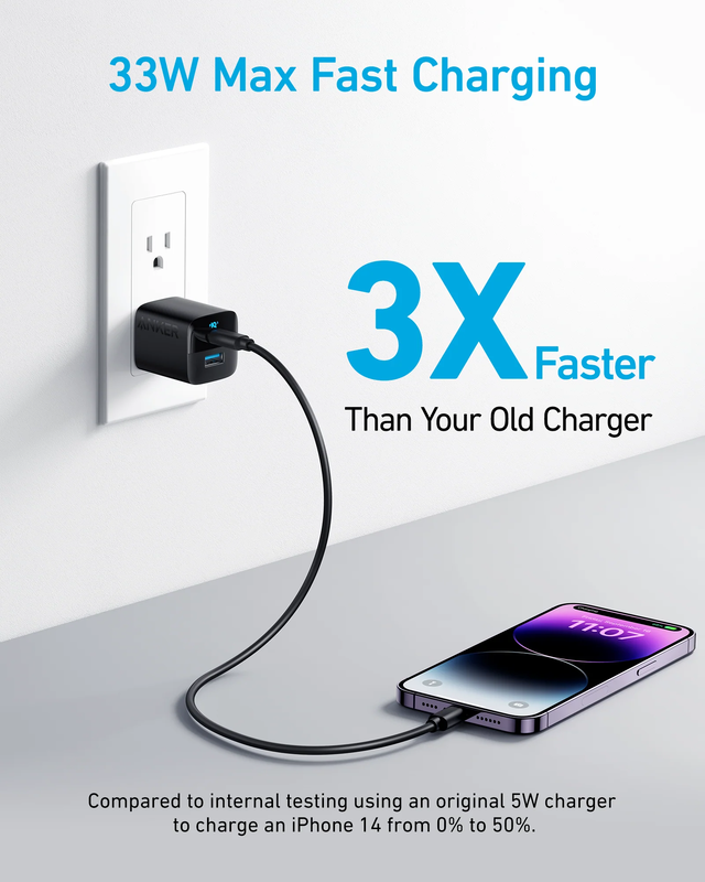 Alternative view of شارژر دیواری 33 وات انکر Anker 323 Charger 33W A2331 US دوپین تاشو + مبدل پریز هدیه