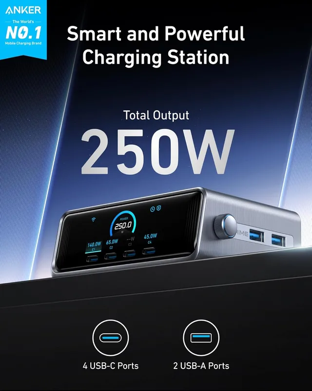 شارژر رومیزی 250 وات انکر Anker Prime Charger 250W GanPrime A2345 - Image 4