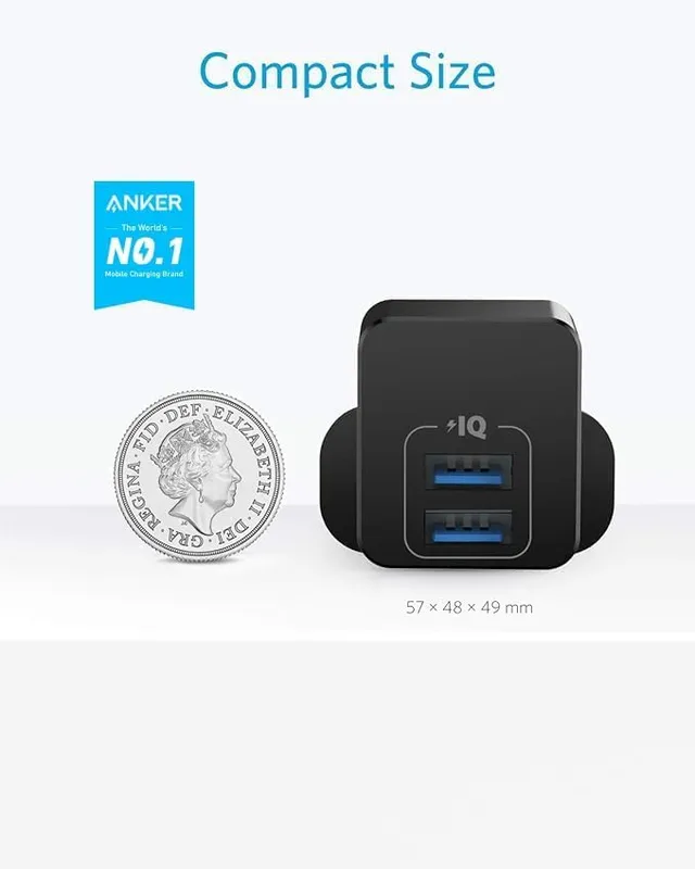 Alternative view of شارژر دیواری دو پورت انکر Anker PowerPort Mini A2620 Wall Charger UK + مبدل پریز هدیه