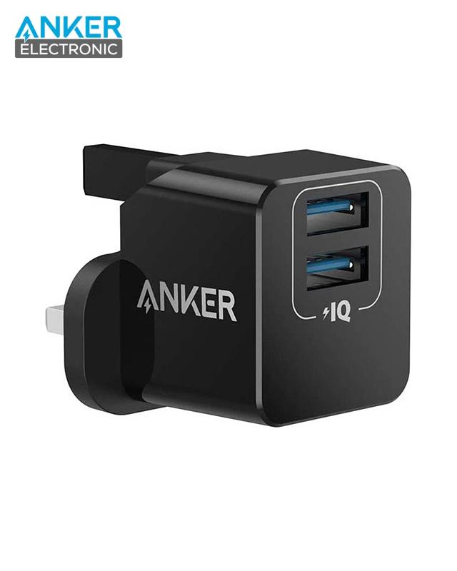شارژر دیواری دو پورت انکر Anker PowerPort Mini A2620 Wall Charger UK + مبدل پریز هدیه