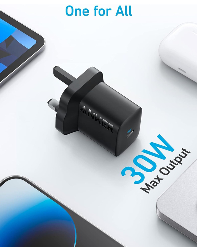 شارژر دیواری 30 وات انکر Anker 312 Charger 30W A2640 UK + مبدل پریز هدیه - Image 3