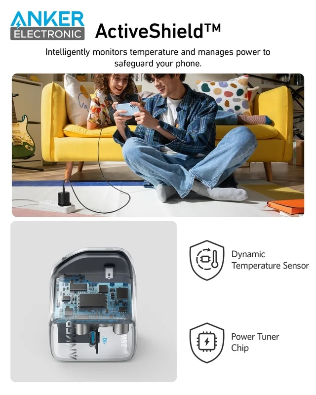 Alternative view of شارژر انکر 312 دیواری 25 وات انکر Anker 312 Charger Ace 25W PPS A2642 UK + مبدل پریز هدیه