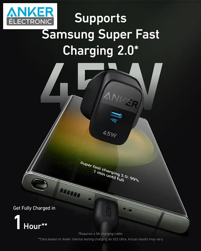 Alternative view of شارژر انکر 313 دیواری 45 وات انکر Anker 313 Charger Ace 45W GaN A2643 UK پلاگ سه پین