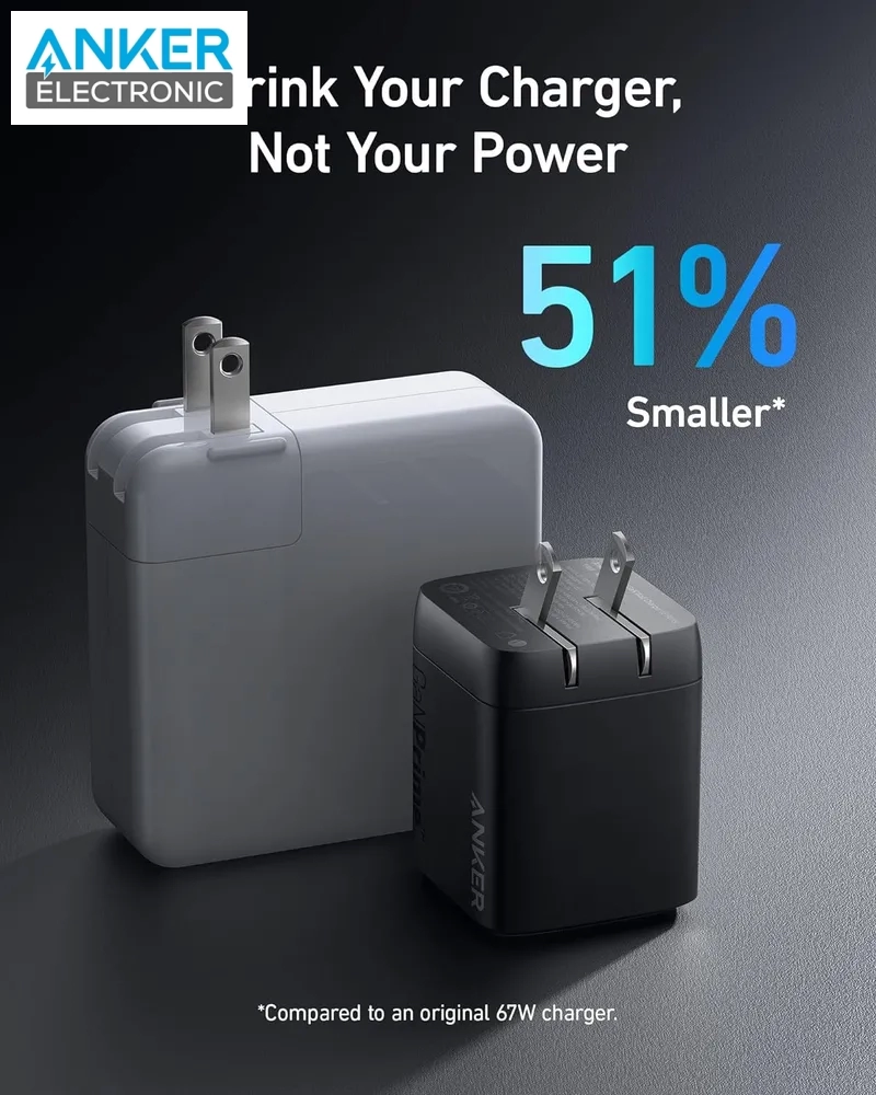 شارژر دیواری 67 وات انکر Anker Prime 67W GaN Wall Charger A2669 دوپین تاشو - Image 4