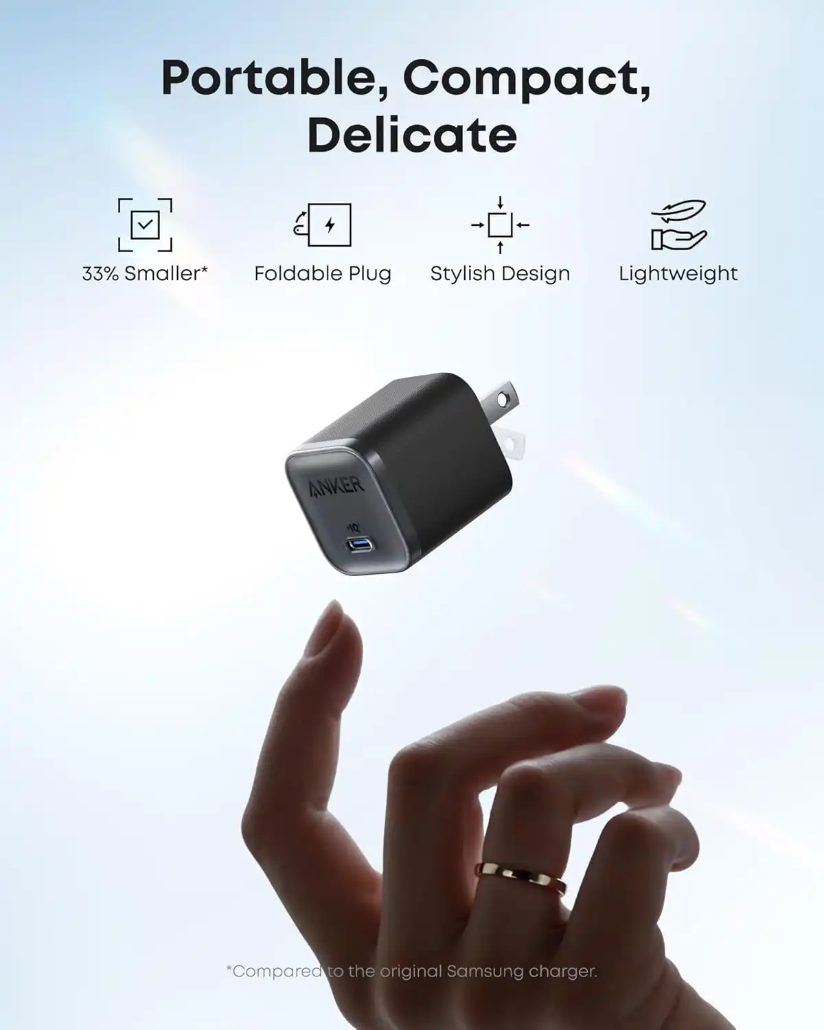شارژر دیواری 45 وات انکر Anker Nano Charger 45W A2692 US پلاگ دوپین تاشو - Image 2