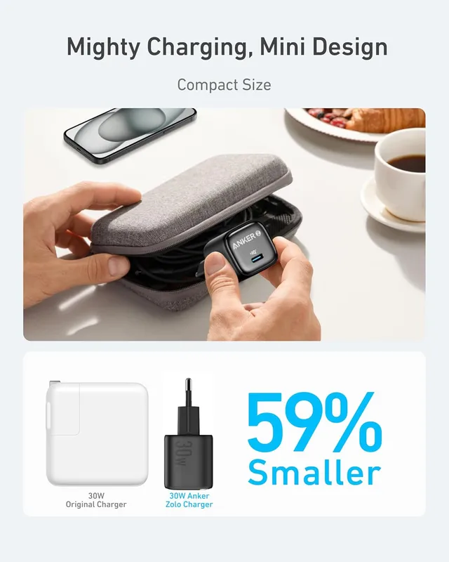 Alternative view of شارژر دیواری 30 وات انکر Anker Zolo GaN Compact Charger 30W A2698 پلاگ دوپین ایران