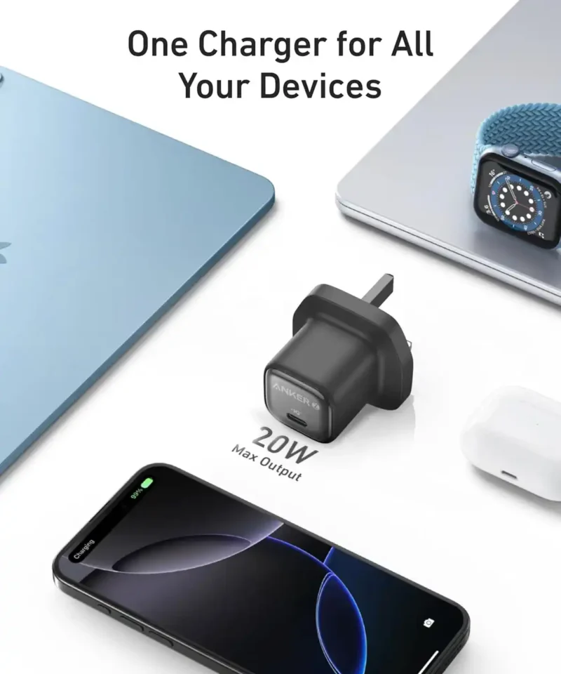 Alternative view of شارژر دیواری 20 وات انکر Anker Zolo 20W GaN Charger A2699 UK پلاگ سه پین