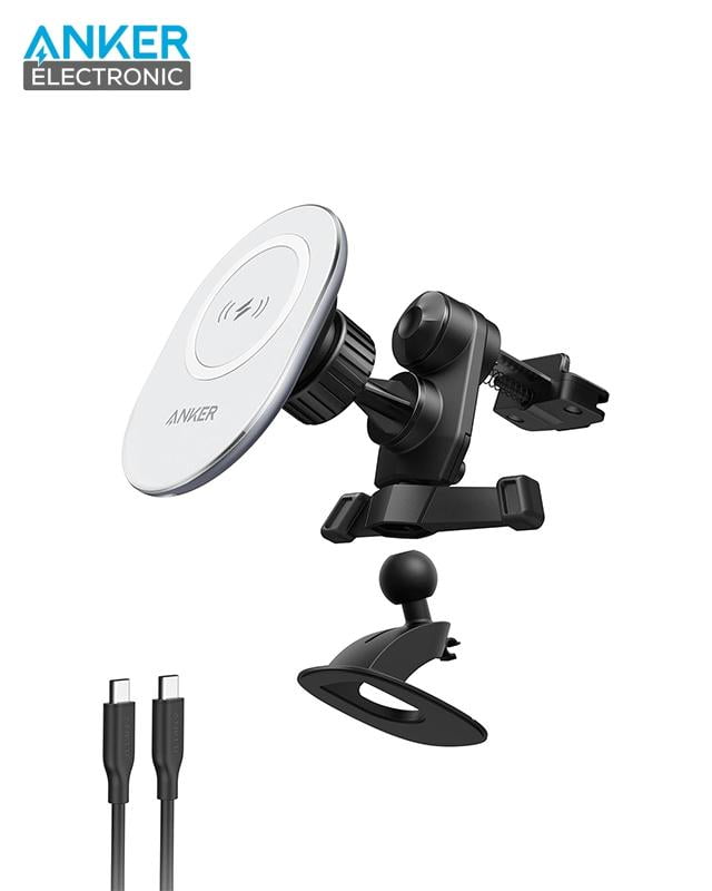 پایه نگهدارنده و شارژر وایرلس موبایل انکر Anker PowerWave Magnetic Car Charging Mount A2931