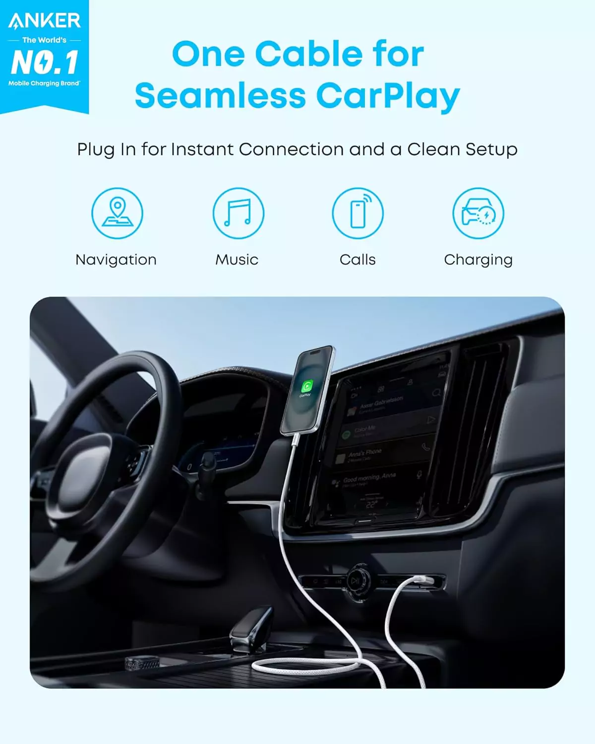 کابل 1.8 متر USB A به USB C انکر Anker USB-A to USB-C 1.8m Cable A8052 - Image 4