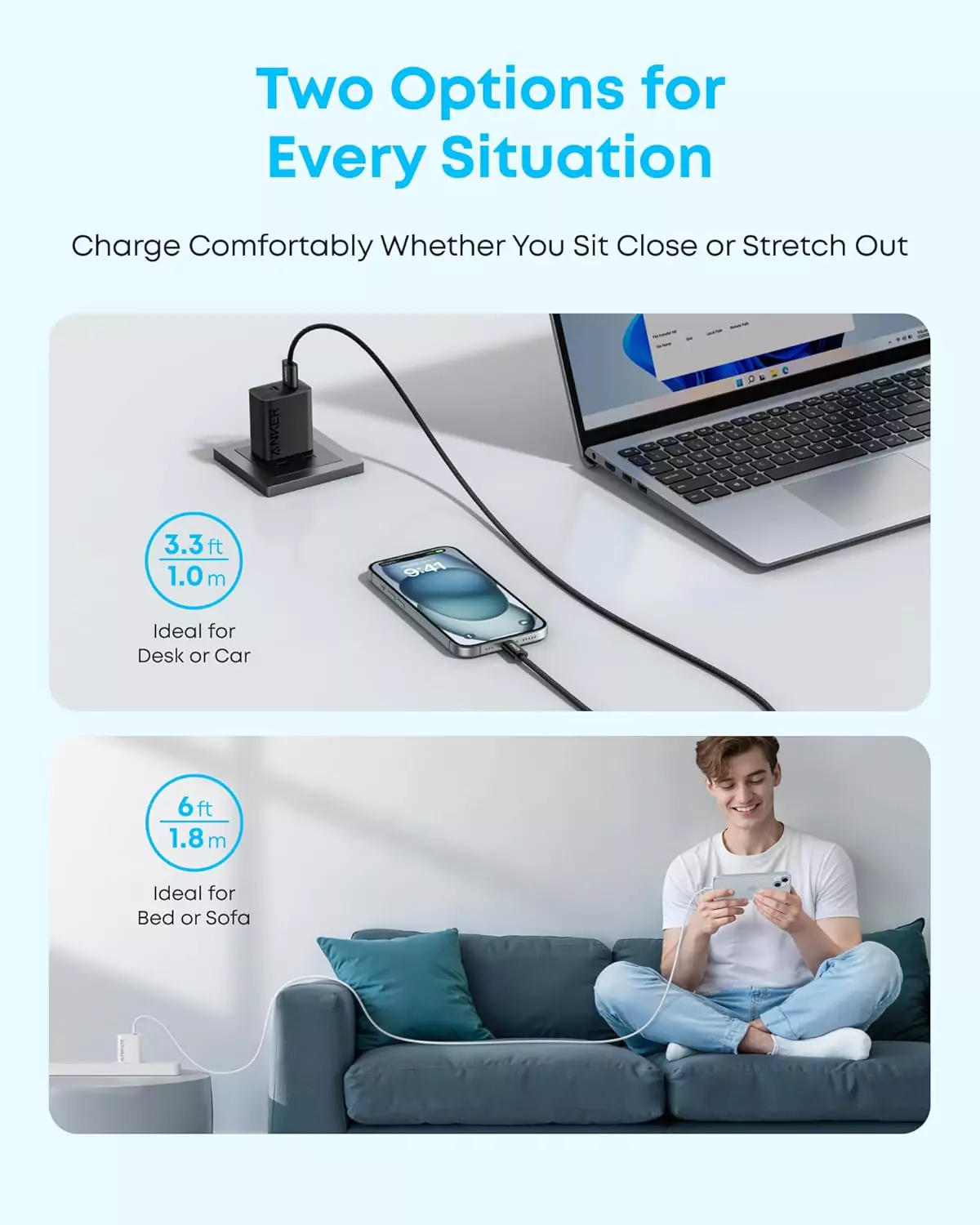 کابل 1.8 متر USB A به USB C انکر Anker USB-A to USB-C 1.8m Cable A8052 - Image 5