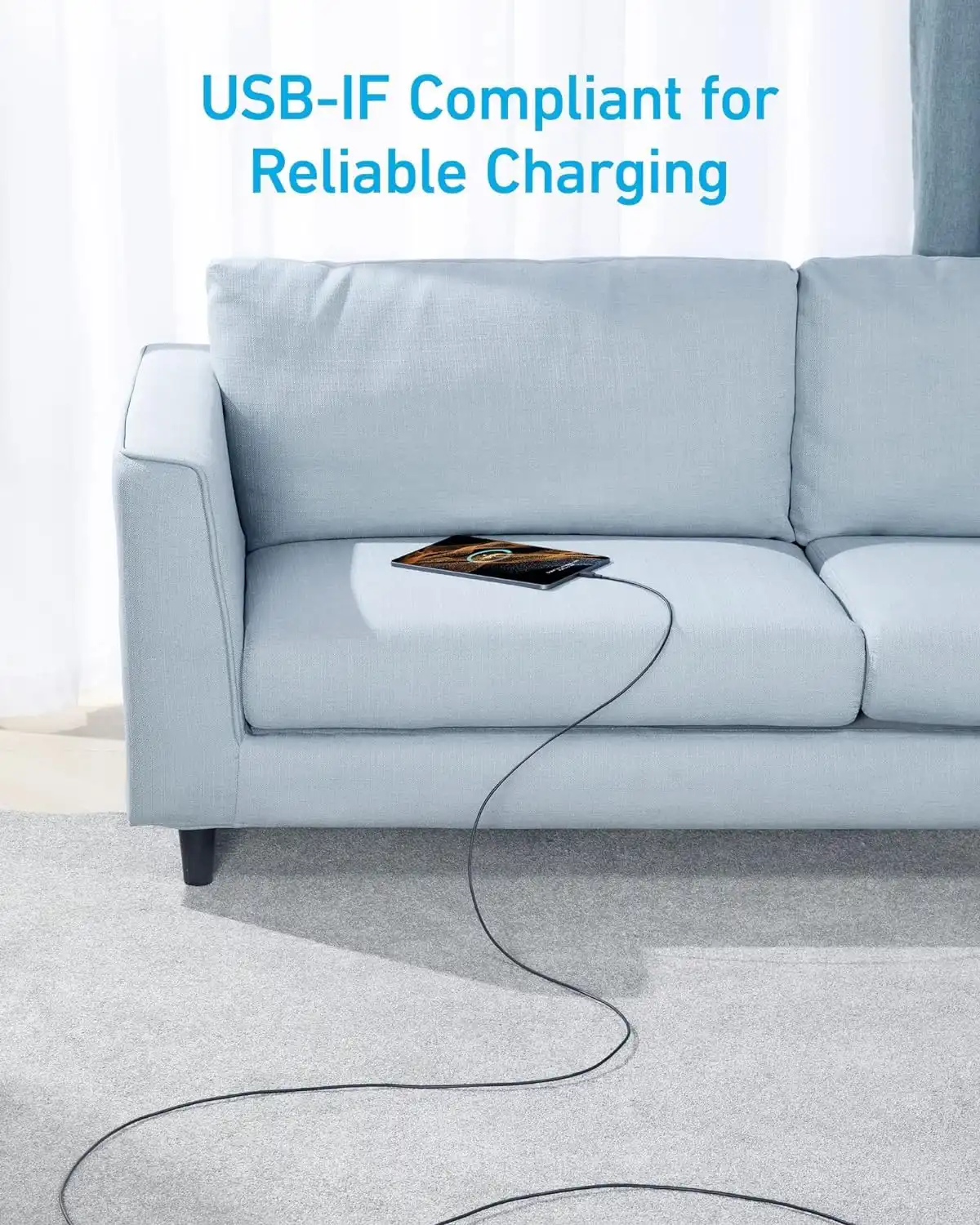 کابل USB C به USB C انکر Anker 310 USB C to USB C 0.9m Cable A81E1 - Image 5