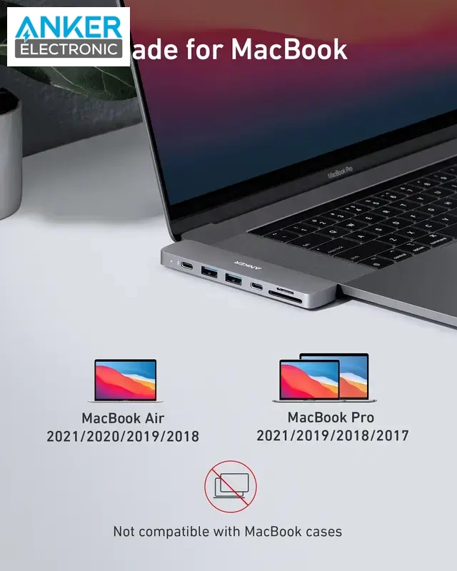 هاب دیتا تاندربولت 7 پورت انکر Anker 547 Thunderbolt 3 USB-C Hub 7-in-2 for MacBook A8371 - Image 6