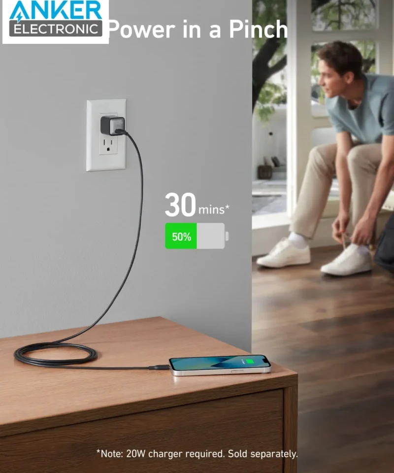 کابل 30 سانتی USB C به لایتنینگ انکر Anker USB-C to Lightning Cable A8831 - Image 3