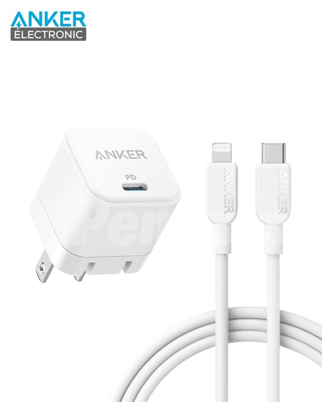 شارژر دیواری 20 وات انکر Anker PowerPort III 20W Cube B2149P23 + کابل لایتنینگ