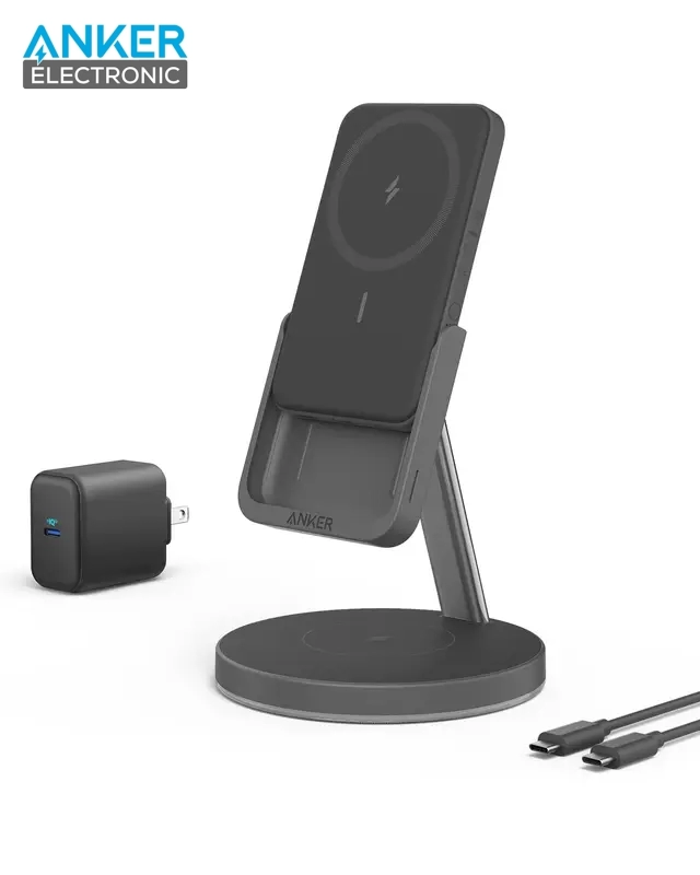 استند و پاوربانک وایرلس 5 وات انکر Anker 633 Magnetic Wireless Charger MagGo B25A72