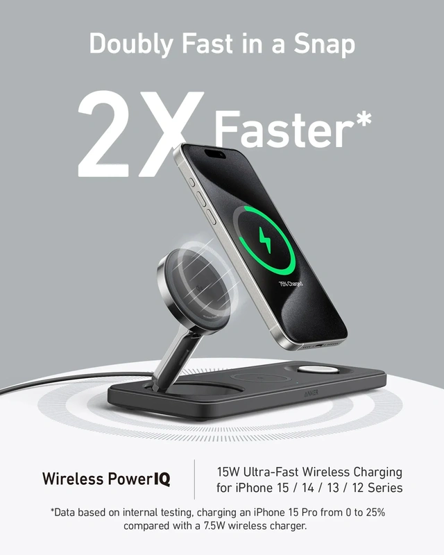 شارژر وایرلس 3 در 1 انکر Anker MagGo Wireless Charging Station 3 in 1 B25M1311 - Image 4