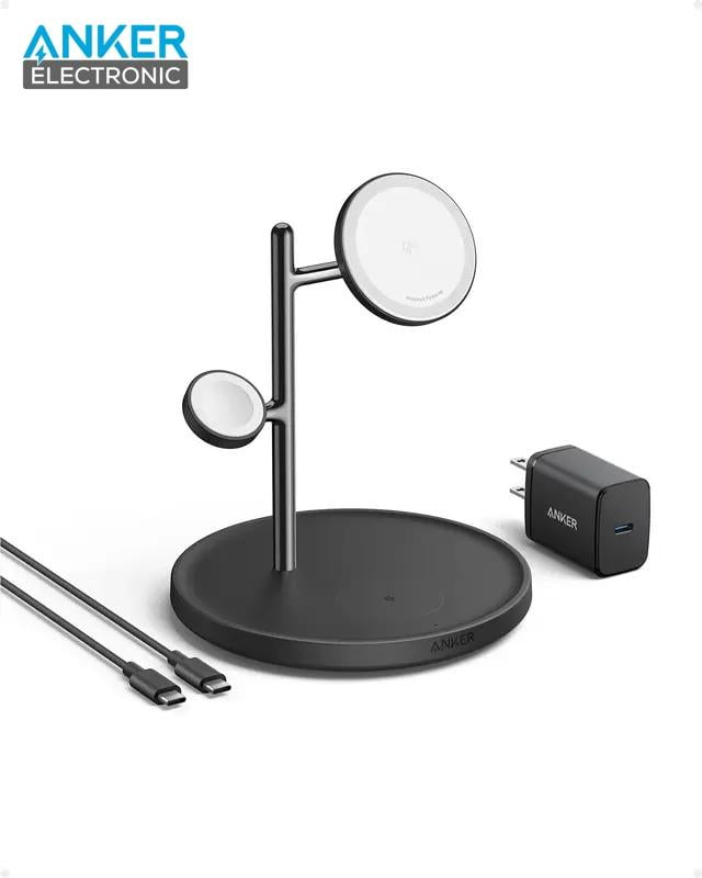 شارژر وایرلس 15 وات مگ سیف 3 در 1 انکر Anker MagGo Wireless Charging Station 3-in-1 Stand B25M3311