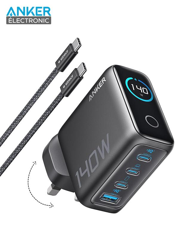 شارژر دیواری 140 وات انکر Anker Charger 140W with USB-C Cable B2697 UK پلاگ سه پین