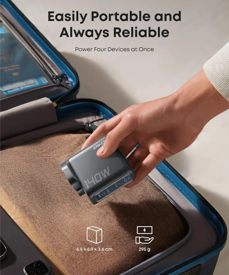 شارژر دیواری 140 وات انکر Anker Charger 140W with USB-C Cable B2697 UK پلاگ سه پین - Image 4