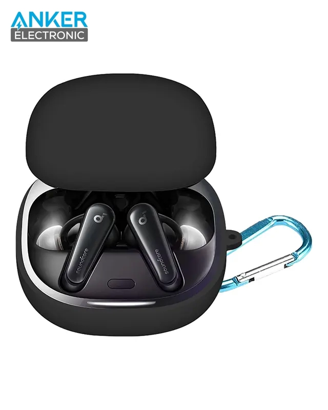 کیس محافظ سیلیکونی هدفون انکر مخصوص Anker Soundcore Liberty 4 Silicon Case + آویز فلزی