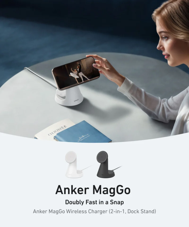 شارژر وایرلس 15 وات انکر Anker MagGo 2-in-1 Wireless Charger A25M7 - Image 7