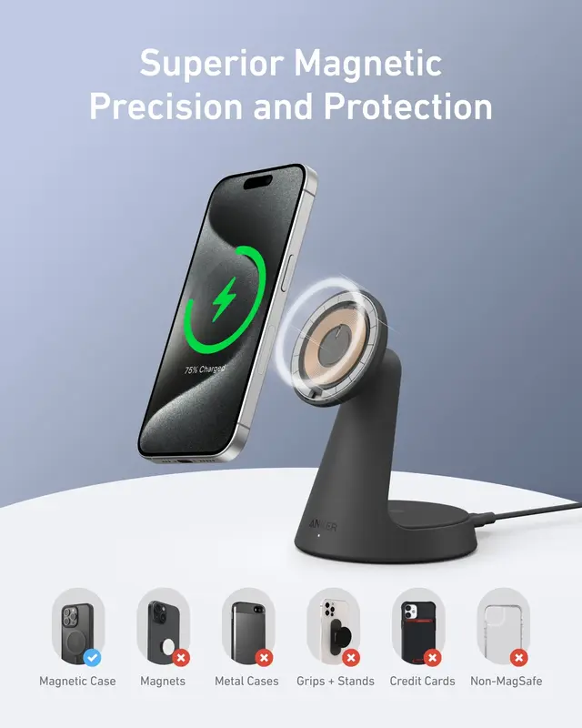 Alternative view of شارژر وایرلس 15 وات انکر Anker MagGo 2-in-1 Wireless Charger A25M7