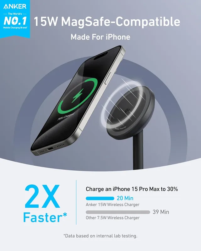 شارژر وایرلس 15 وات انکر Anker MagGo Wireless Charger (Stand) A25X1 - Image 3