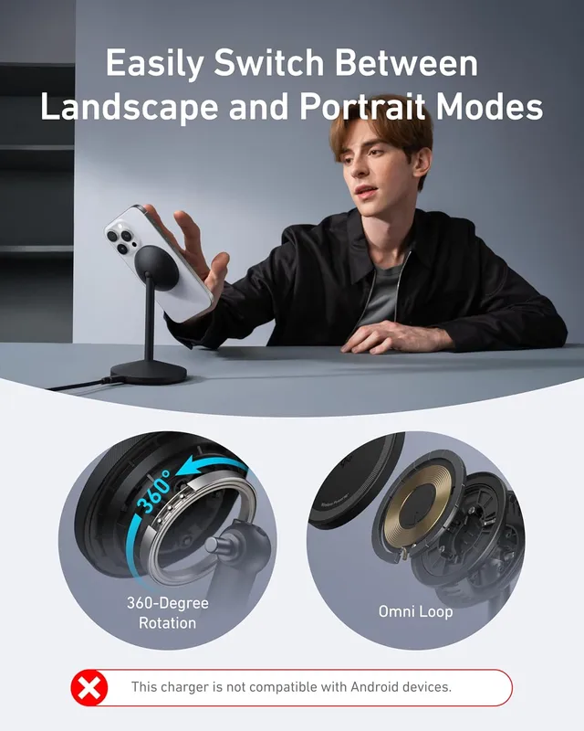 شارژر وایرلس 15 وات انکر Anker MagGo Wireless Charger (Stand) A25X1 - Image 4