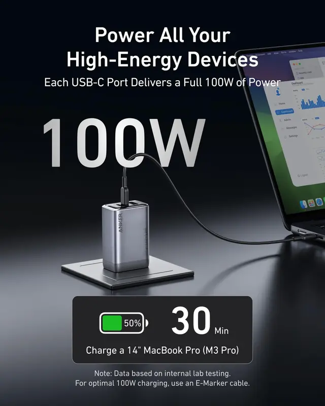 Alternative view of شارژر دیواری انکر Anker Prime Charger 100W GaN A2688 UK پلاگ سه پین