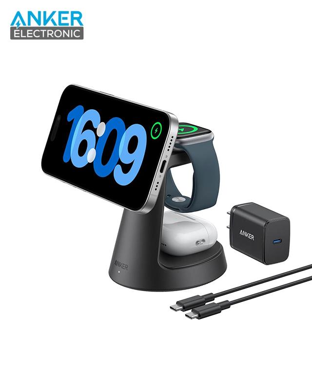 شارژ وایرلس سه کاره انکر Anker MagGo 3-in-1 Charging Station B25M4