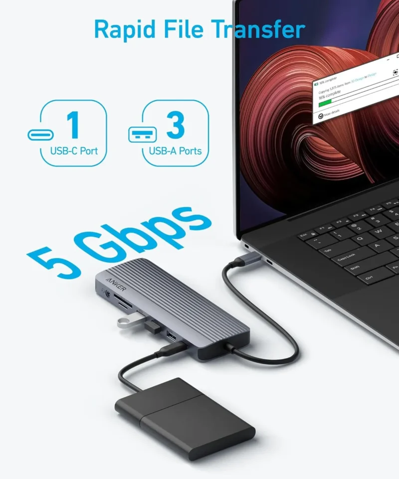 هاب 14 پورت انکر Anker Laptop Docking Station 14 in 1 A8389 - Image 5