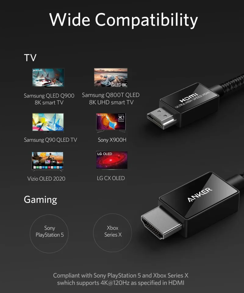 Alternative view of کابل 2 متر HDMI انکر Anker HDMI 2.1 Cable 8K 2m A8743