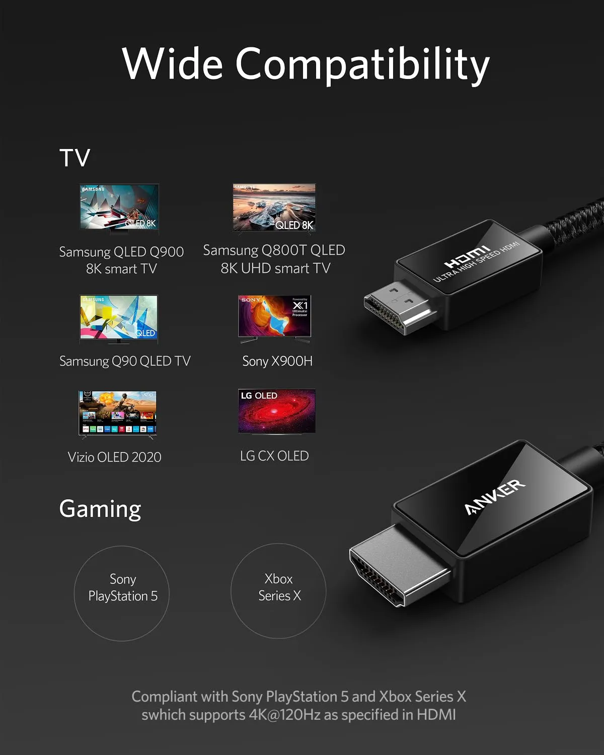 کابل 2 متر HDMI انکر Anker HDMI 2.1 Cable 8K 2m A8743 - Image 2
