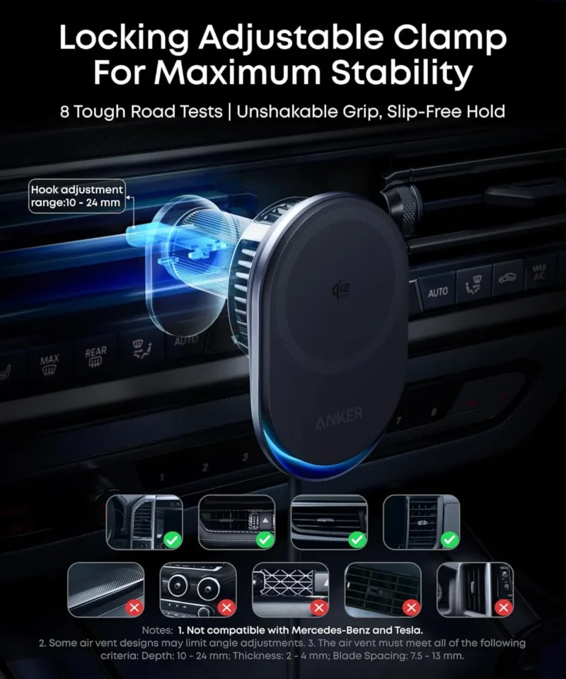 پایه نگهدارنده و شارژر بی سیم انکر Anker Prime MagSafe Car Mount Charger B2933 - Image 3