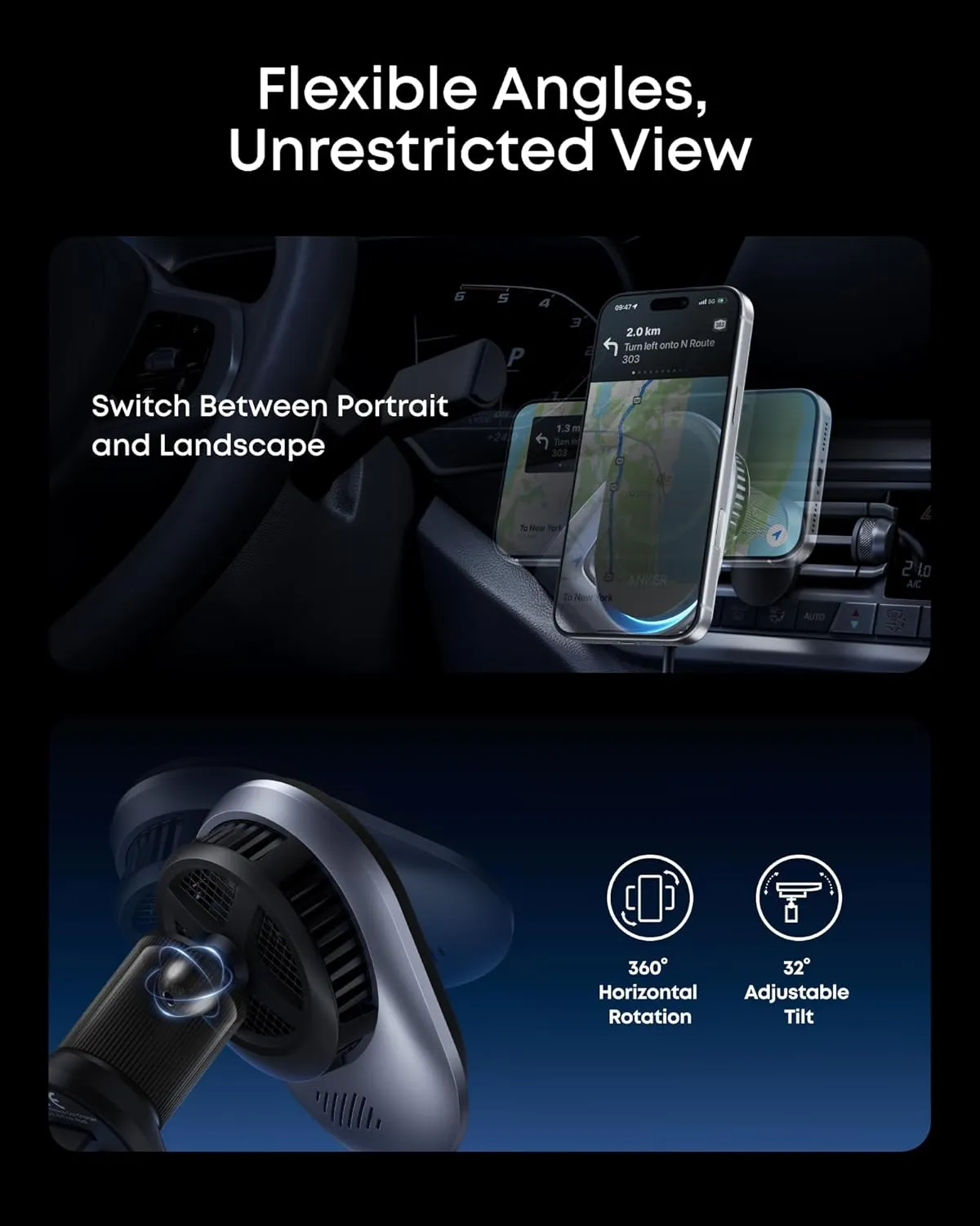 پایه نگهدارنده و شارژر بی سیم انکر Anker Prime MagSafe Car Mount Charger B2933 - Image 5